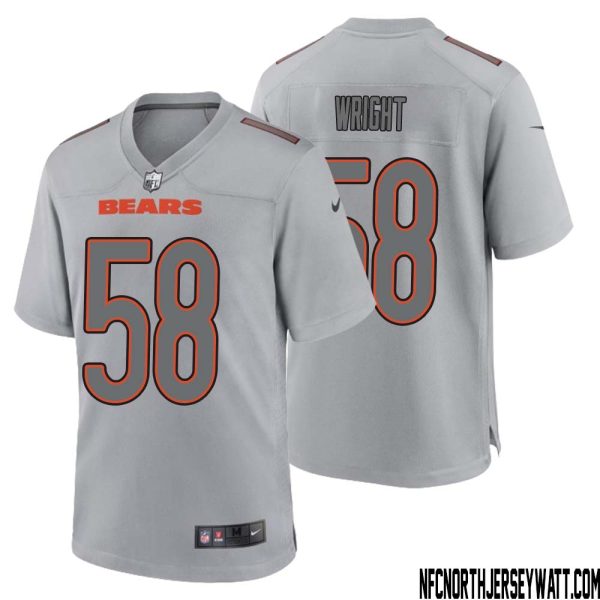Darnell Wright No 58 Men Gray Chicago Bears Atmosphere Fashion Game Jersey – Replica