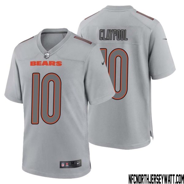 Chase Claypool No 10 Men Gray Chicago Bears Atmosphere Fashion Game Jersey – Replica