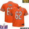 Marcedes Lewis No 84 Chicago Bears Super Bowl LVIII Alternate Game Jersey Orange for Youth – Replica