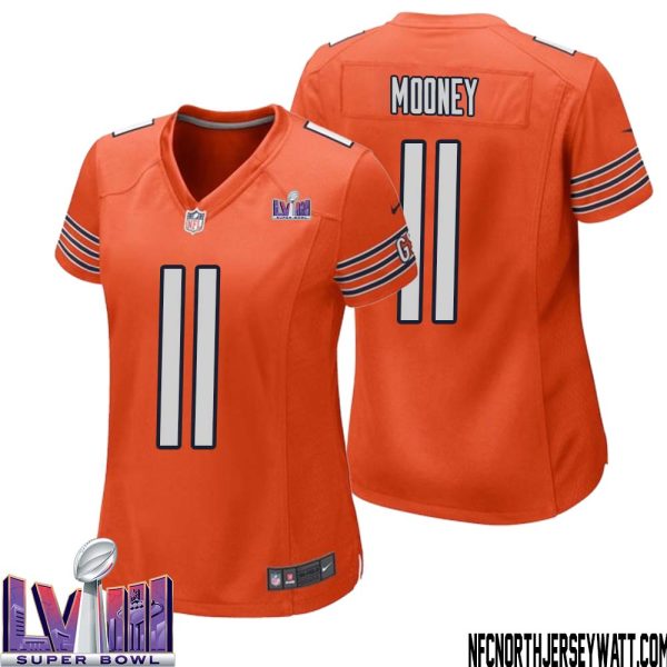 Darnell Mooney No 11 Chicago Bears Super Bowl Lviii Alternate Game Jersey Orange For Women – Replica