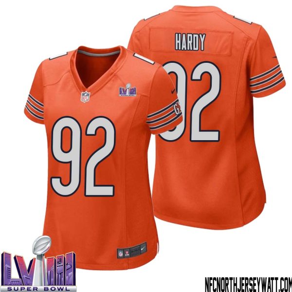 Daniel Hardy No 92 Chicago Bears Super Bowl Lviii Alternate Game Jersey Orange For Women – Replica