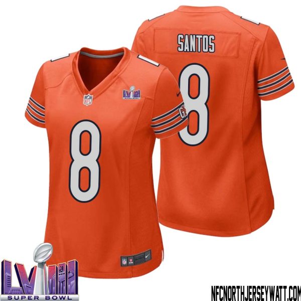 Cairo Santos No 8 Chicago Bears Super Bowl Lviii Alternate Game Jersey Orange For Women – Replica
