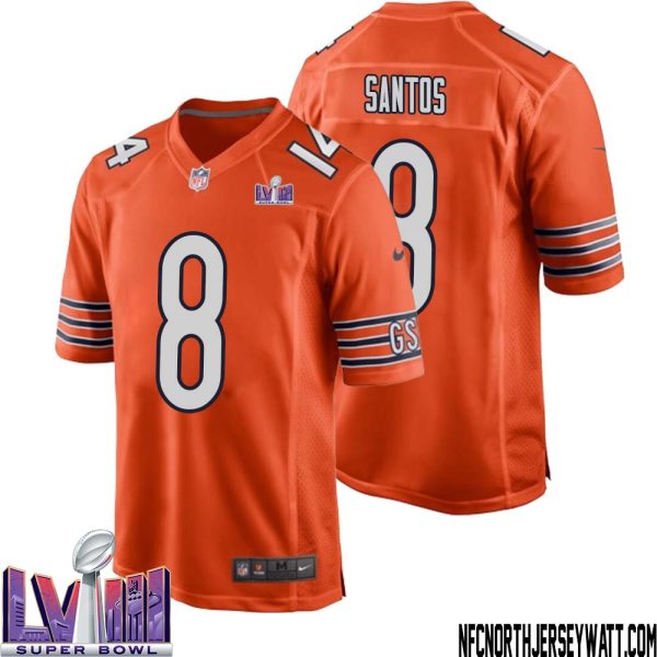 Cairo Santos No 8 Chicago Bears Super Bowl Lviii Alternate Game Jersey Orange For Men – Replica