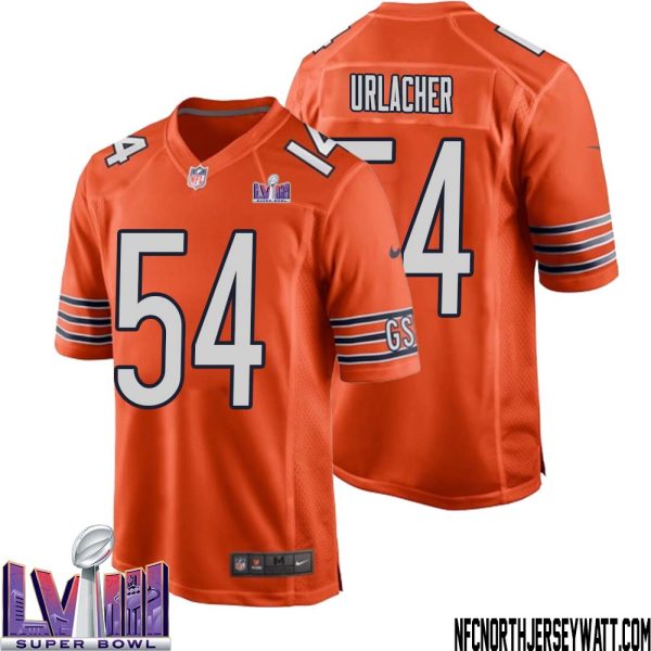 Brian Urlacher No 54 Chicago Bears Super Bowl Lviii Alternate Game Jersey Orange For Men – Replica