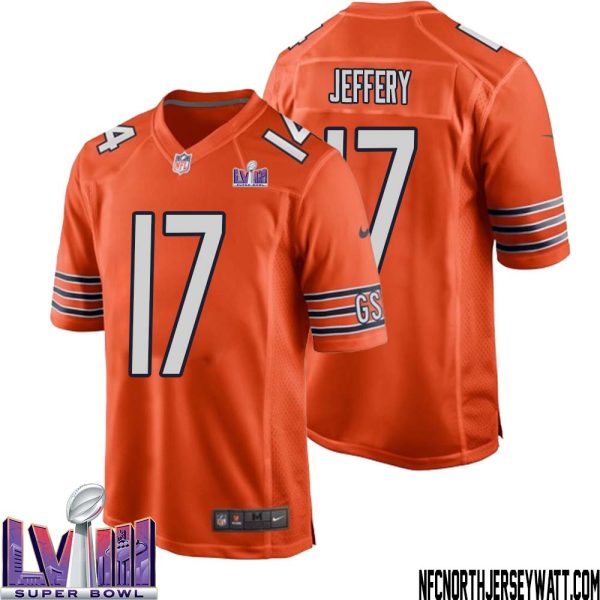 Alshon Jeffery No 17 Chicago Bears Super Bowl Lviii Alternate Game Jersey Orange For Men – Replica