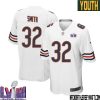 Teven Jenkins No 76 Chicago Bears Super Bowl LVIII Away Game Jersey White for Youth – Replica