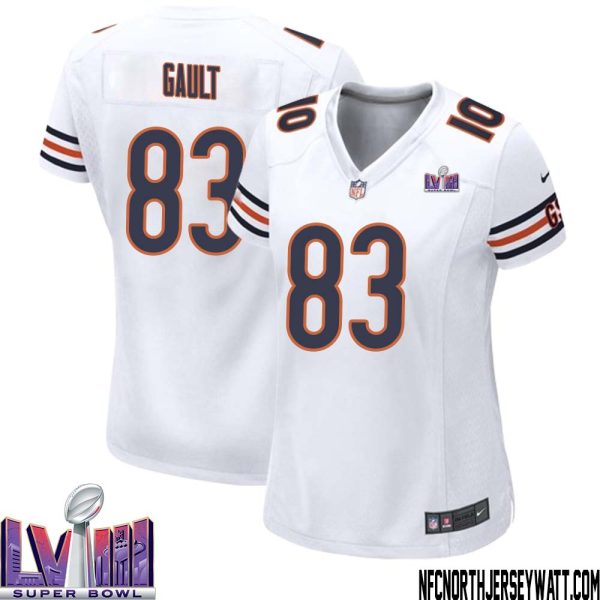 Willie Gault No 83 Chicago Bears Super Bowl LVIII Away Game Jersey White for Women – Replica