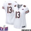 Tyrique Stevenson No 29 Chicago Bears Super Bowl LVIII Away Game Jersey White for Women – Replica