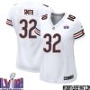 T.j. Edwards No 53 Chicago Bears Super Bowl Lviii Away Game Jersey White For Women – Replica