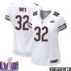 Teven Jenkins No 76 Chicago Bears Super Bowl LVIII Away Game Jersey White for Women – Replica