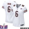 Jay Hilgenberg No 63 Chicago Bears Super Bowl Lviii Away Game Jersey White For Women – Replica