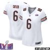 Jay Hilgenberg No 63 Chicago Bears Super Bowl LVIII Away Game Jersey White for Women – Replica