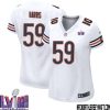 Jaquan Brisker No 9 Chicago Bears Super Bowl LVIII Away Game Jersey White for Women – Replica