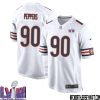 Justin Fields No 1 Chicago Bears Super Bowl Lviii Away Game Jersey White For Men – Replica
