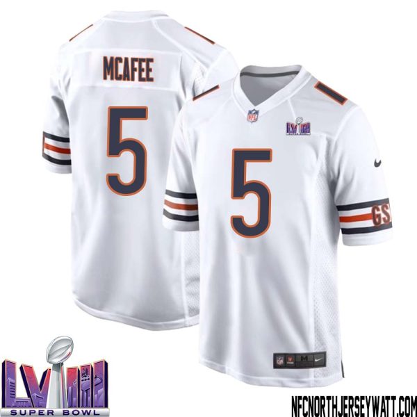 George Mcafee No 5 Chicago Bears Super Bowl Lviii Away Game Jersey White For Men – Replica