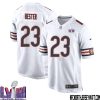Deslin Alexandre No 50 Chicago Bears Super Bowl Lviii Away Game Jersey White For Men – Replica