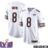 Bulldog Turner No 66 Chicago Bears Super Bowl LVIII Away Game Jersey White for Men – Replica