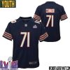 George Halas No 7 Chicago Bears Super Bowl Lviii Home Game Jersey Navy For Youth – Replica