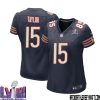 Trenton Gill No 16 Chicago Bears Super Bowl Lviii Home Game Jersey Navy For Women – Replica