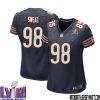 Nate Davis No 64 Chicago Bears Super Bowl Lviii Home Game Jersey Navy For Women – Replica