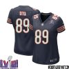 Micah Baskerville No 47 Chicago Bears Super Bowl LVIII Home Game Jersey Navy for Women – Replica