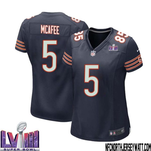 George Mcafee No 5 Chicago Bears Super Bowl Lviii Home Game Jersey Navy For Women – Replica