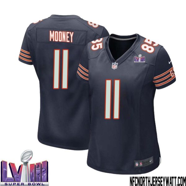 Darnell Mooney No 11 Chicago Bears Super Bowl Lviii Home Game Jersey Navy For Women – Replica