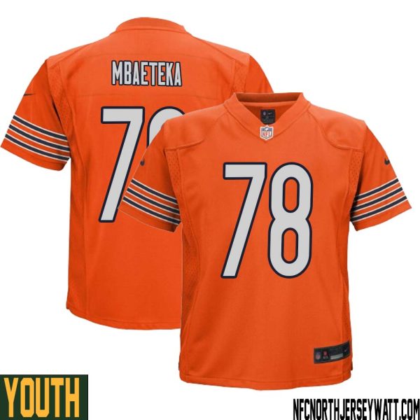 Roy Mbaeteka No 78 Youth Orange Chicago Bears Alternate Game Player Jersey – Replica