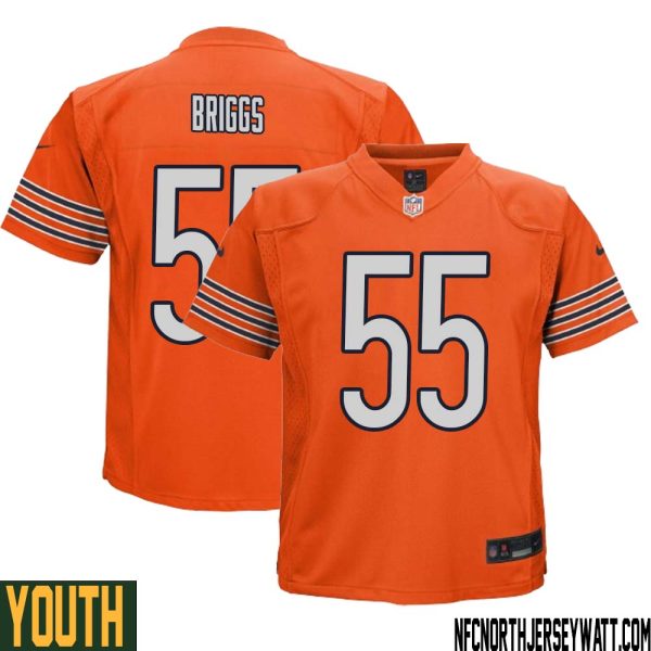 Lance Briggs No 55 Youth Orange Chicago Bears Alternate Game Player Jersey – Replica
