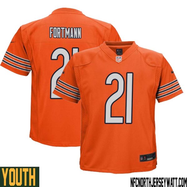 Dan Fortmann No 21 Youth Orange Chicago Bears Alternate Game Player Jersey – Replica