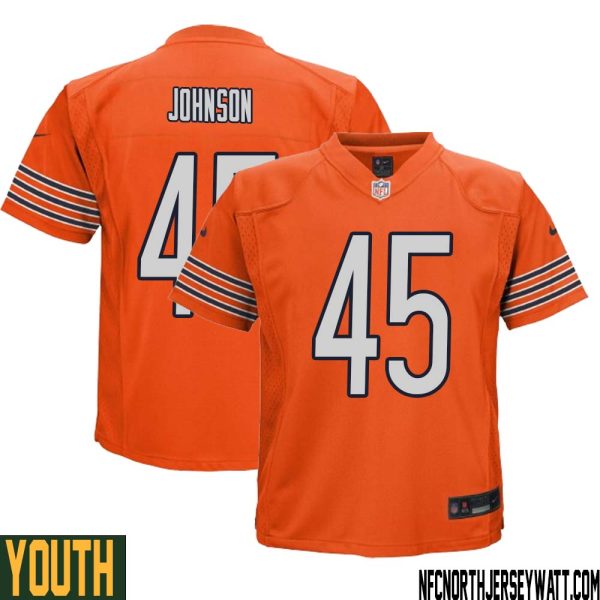 Buddy Johnson No 45 Youth Orange Chicago Bears Alternate Game Player Jersey – Replica