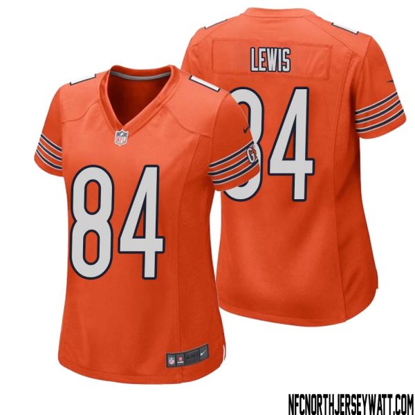 Marcedes Lewis No 84 Women Orange Chicago Bears Alternate Game Player Jersey – Replica