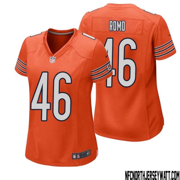 John Parker Romo No 46 Women Orange Chicago Bears Alternate Game Player Jersey – Replica