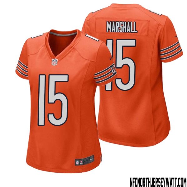 Brandon Marshall No 15 Women Orange Chicago Bears Alternate Game Player Jersey – Replica