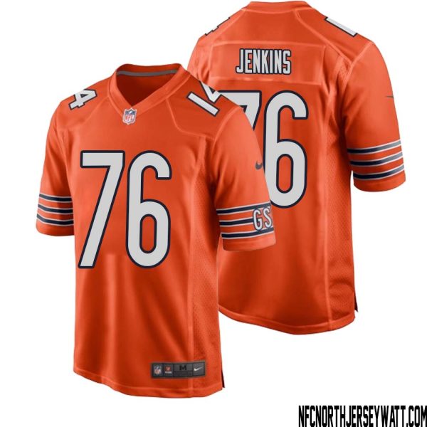 Teven Jenkins No 76 Men Orange Chicago Bears Alternate Game Player Jersey – Replica