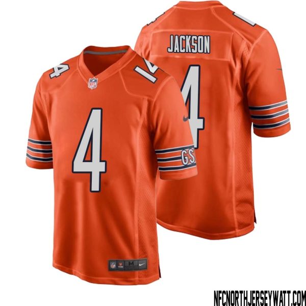 Eddie Jackson No 4 Men Orange Chicago Bears Alternate Game Player Jersey – Replica