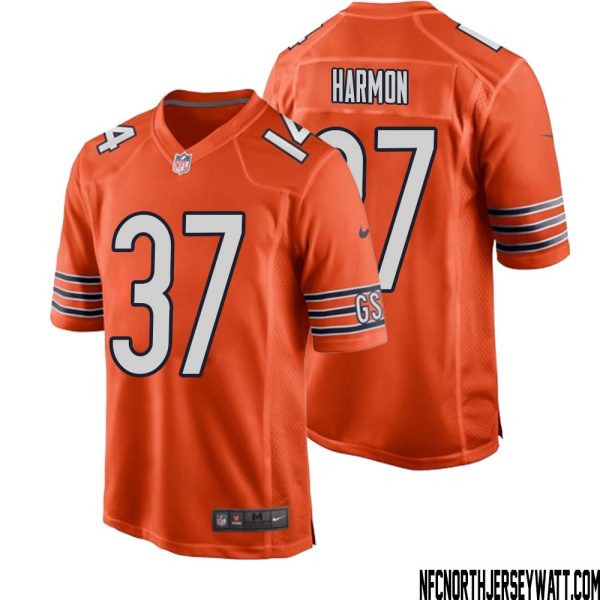 Duron Harmon No 37 Men Orange Chicago Bears Alternate Game Player Jersey – Replica