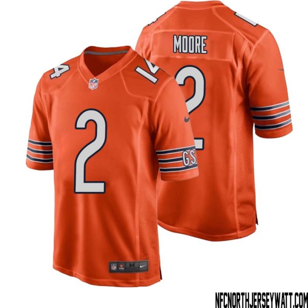 Dj Moore No 2 Men Orange Chicago Bears Alternate Game Player Jersey – Replica