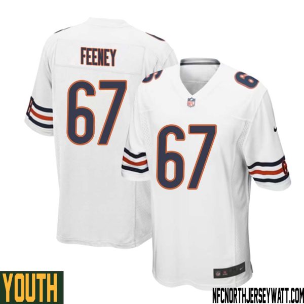 Dan Feeney No 67 Youth White Chicago Bears Away Game Jersey – Replica