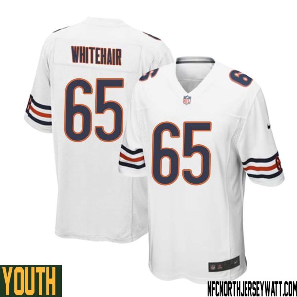 Cody Whitehair No 65 Youth White Chicago Bears Away Game Jersey – Replica