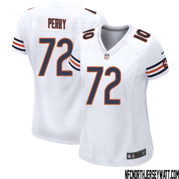 William Perry No 72 Women White Chicago Bears Away Game Jersey – Replica