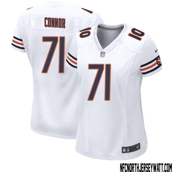 George Connor No 71 Women White Chicago Bears Away Game Jersey – Replica