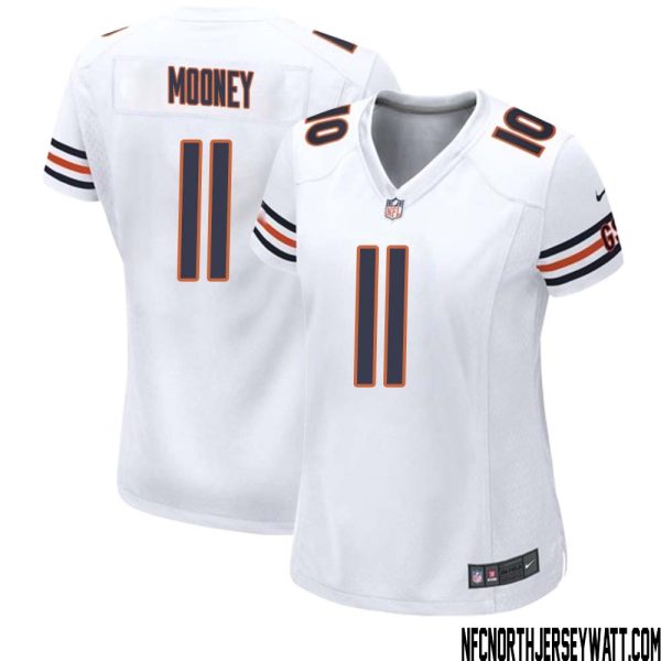 Darnell Mooney No 11 Women White Chicago Bears Away Game Jersey – Replica