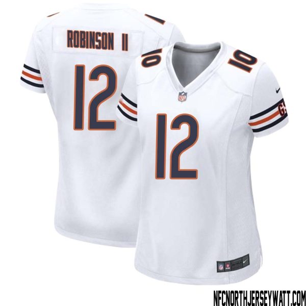 Allen Robinson Ii No 12 Women White Chicago Bears Away Game Jersey – Replica