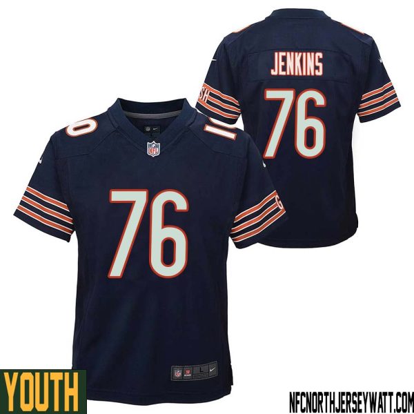 Teven Jenkins No 76 Chicago Bears Home Game Navy Jersey for Youth – Replica