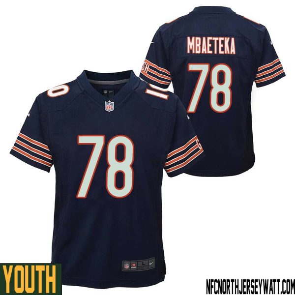 Roy Mbaeteka No 78 Chicago Bears Home Game Navy Jersey For Youth – Replica