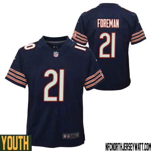 D?Onta Foreman No 21 Chicago Bears Home Game Navy Jersey For Youth – Replica