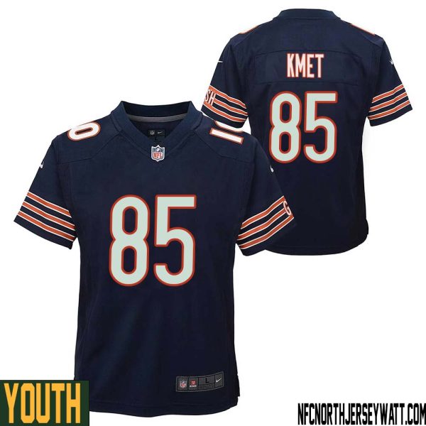 Cole Kmet No 85 Chicago Bears Home Game Navy Jersey for Youth – Replica