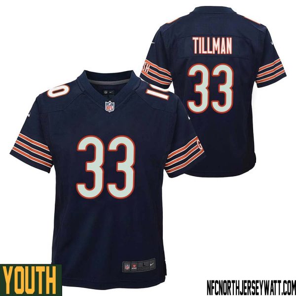 Charles Tillman No 33 Chicago Bears Home Game Navy Jersey For Youth – Replica