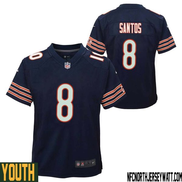Cairo Santos No 8 Chicago Bears Home Game Navy Jersey For Youth – Replica